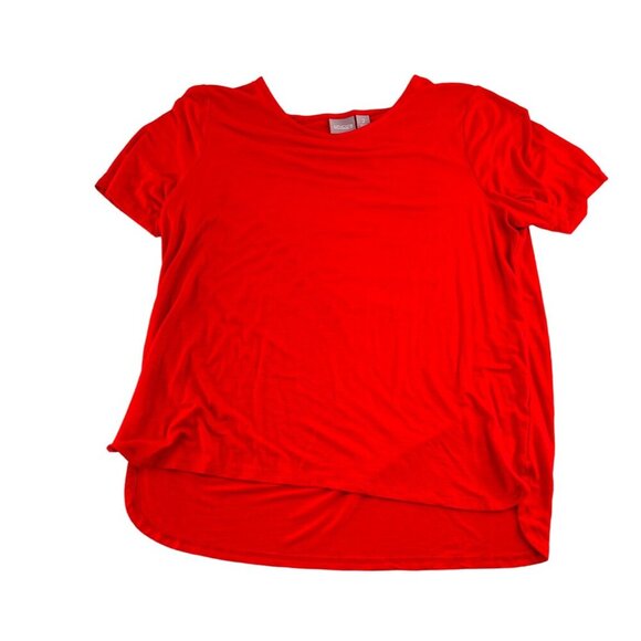 Chicos Womens Red Short Sleeve Top Size 2 Rayon/Spandex Large - Picture 1 of 5